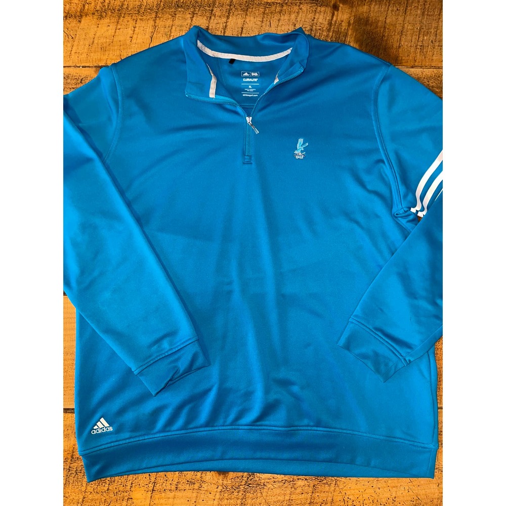 adidas Blue Quarter-Zip Pullover with White Stripes